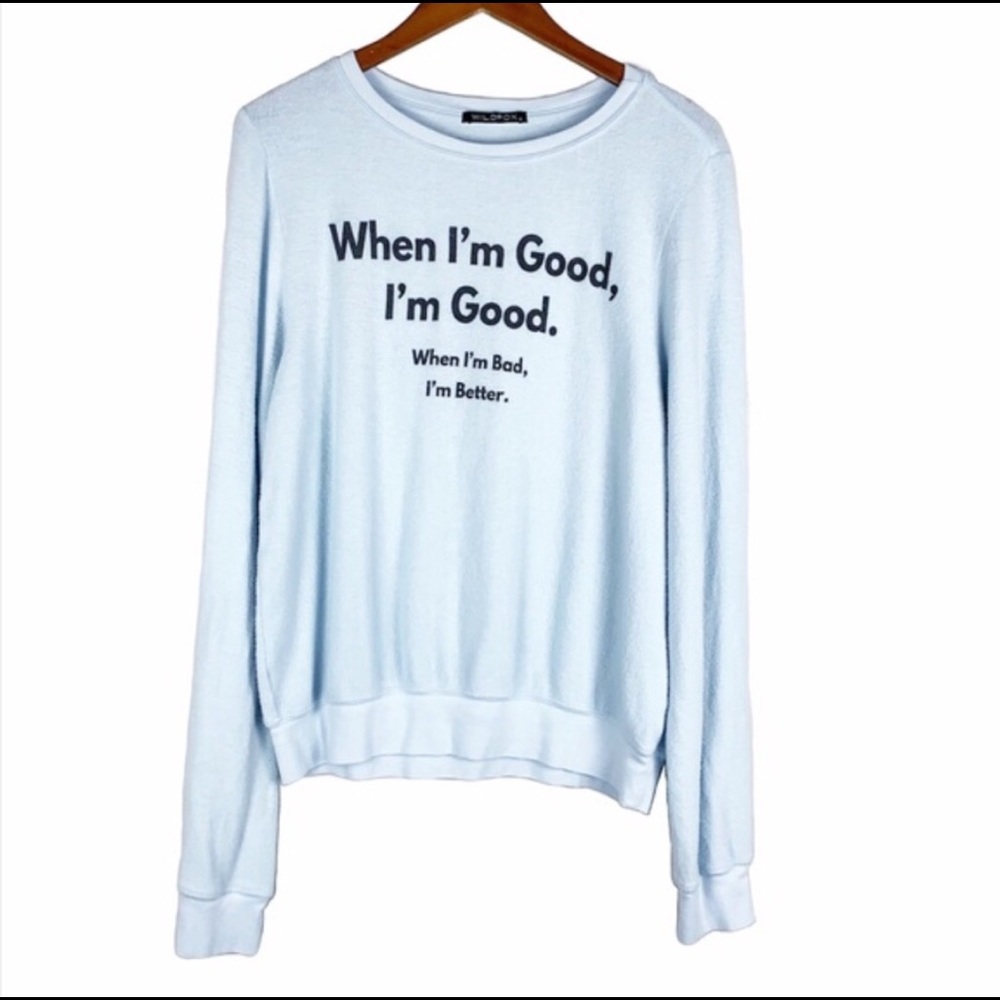 Wildfox Blue “When I’m Good .....” Sweater M - Picture 2 of 9
